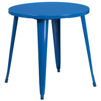 Flash Furniture CH-51090-29-BL-GG 30'' Round Metal Indoor-Outdoor Table in Blue